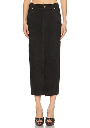 DARKPARK Erika Leather Suede Skirt in Dark Brown - Chocolate. Size 24 (also in 25, 27, 28).