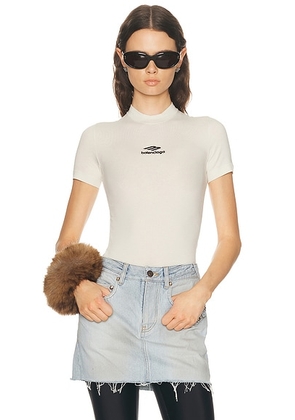 Balenciaga Ski Fitted Crewneck Top in Chalky White & Black - Cream. Size L (also in M, S, XS).