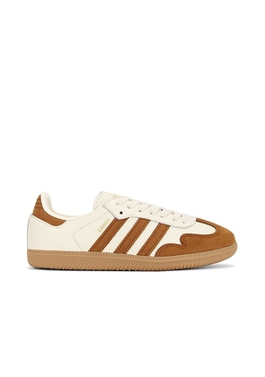 Adidas Originals Samba OG Sneaker in Wonder White  Dusky Bronze  & Gold Metallic - Brown,Cream. Size 10 (also in 11, 5, 6, 6.5, 8, 8.5).