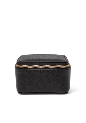 Smythson Medium Square Trinket Case In Panama In Black