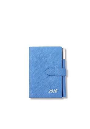 Smythson 2026 Wafer Weekly Diary With Pencil In Panama In Nile Blue