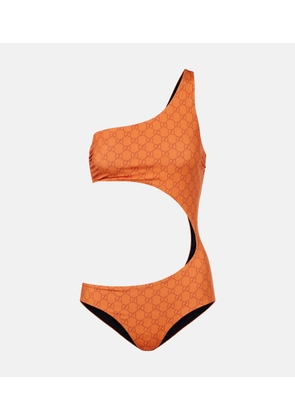 Gucci GG cutout one-shoulder swimsuit