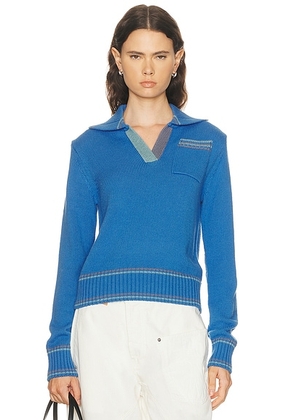 JW Anderson Shrunken Polo Jumper in Cornflower Blue - Blue. Size L (also in M, S, XS).