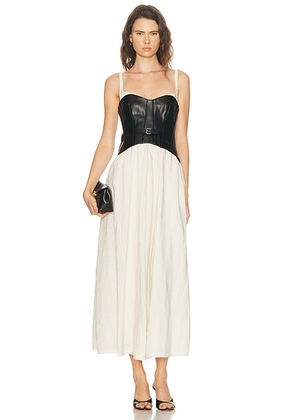 SIMKHAI Cortland Belted Bustier Dress in Black Multi - White,Black. Size 0 (also in 2, 4, 6).