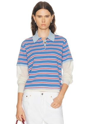 Guest In Residence Layered Stripe Rugby Sweater in Clear Sky Combo - Blue. Size L (also in M, S, XL, XS).