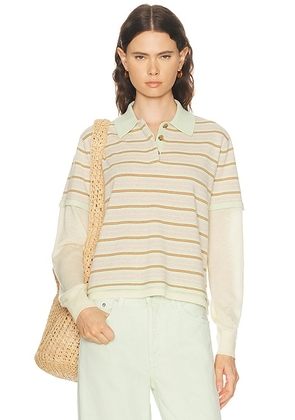 Guest In Residence Layered Stripe Rugby Sweater in Limewash Combo - Mint,Lemon. Size L (also in M, S, XL, XS).