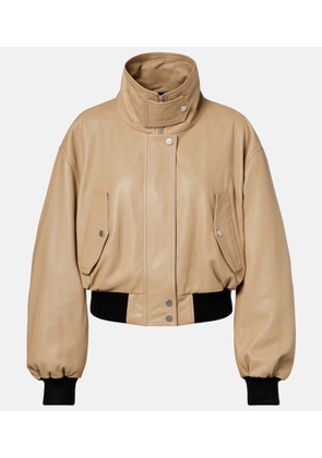 Nour Hammour Briar cropped leather blouson jacket