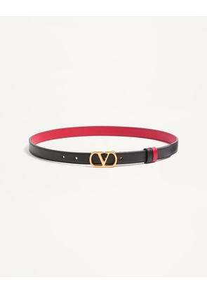 Valentino Garavani VLogo Signature Reversible Shiny Calfskin Belt - 20mm / 1.2 In. Woman BLACK/PURE RED 070