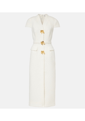 Oscar de la Renta Embellished belted tweed midi dress