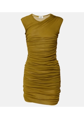 Saint Laurent Ruched tulle jersey minidress