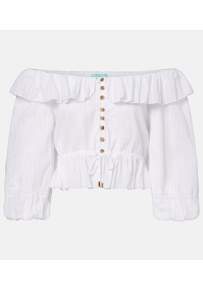 Melissa Odabash Corrine off-shoulder cotton poplin blouse