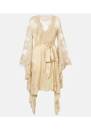 Zimmermann Como lace-trimmed draped silk midi dress