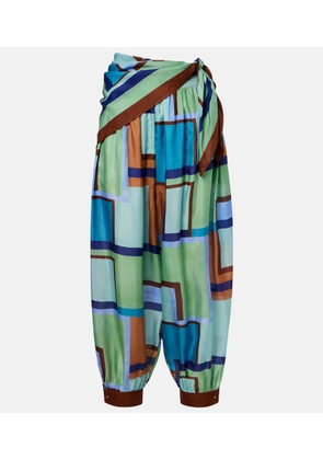 Zimmermann Como printed silk satin tapered pants