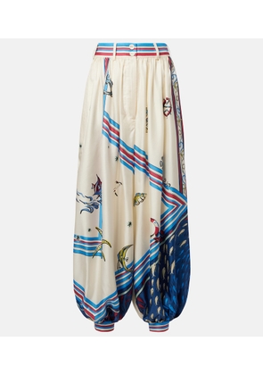 Alemais Apollo printed cropped silk satin balloon pants