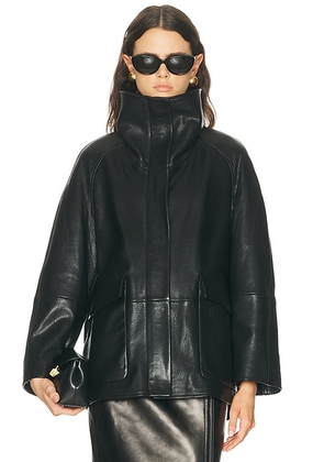 NOUR HAMMOUR Ansel Leather Jacket in Black - Black. Size L (also in M, S, XS).