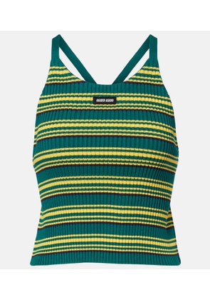 Miu Miu Ribbed-knit striped cotton-blend top