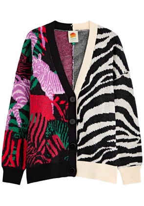 Farm Rio Zebra-intarsia Knitted Cardigan - Black And White - XS (UK6 /xs)