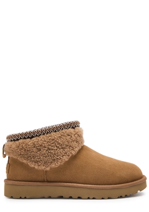 Ugg Classic Ultra Mini Maxi Curly Suede Ankle Boots - Tan - 7 (IT38/ UK5)
