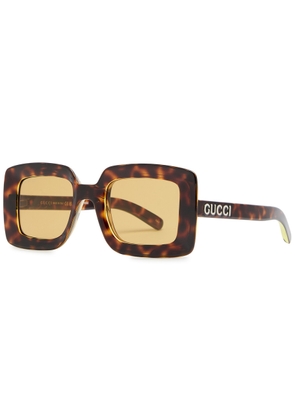 Gucci Eyewear Oversized Square-frame Designer Sunglasses - Havana - Brown Havana - One Size