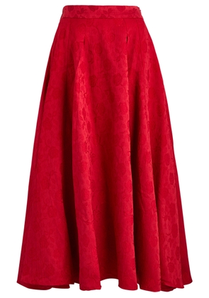 Sister Jane Charm Floral-jacquard Cloqué Midi Skirt - Red - 8 (UK8 / S)