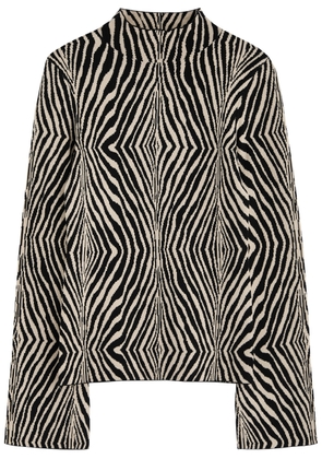 BY Malene Birger Bernie Zebra-intarsia Stretch-knit Jumper - Brown - M (UK12 / M)
