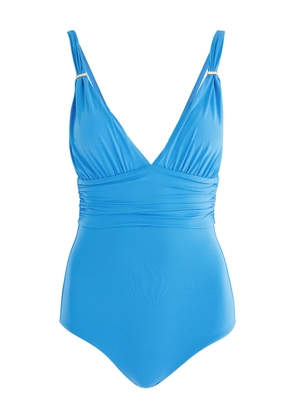 Melissa Odabash Panarea Plunge V-neck Swimsuit - Blue - 40 (UK8 / S)