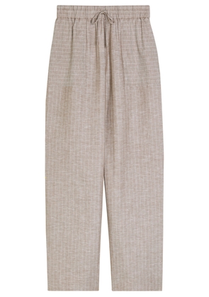 MM Fauna Striped Straight-leg Linen-blend Trousers - Grey - 12 (UK12 / M)