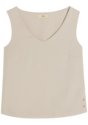 Herno V-neck Satin-crepe top - Cream - 46 (UK14 / L)