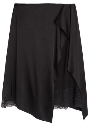 Acne Studios Layered Asymmetric Satin Midi Skirt - Black - 38 (UK10 / S)