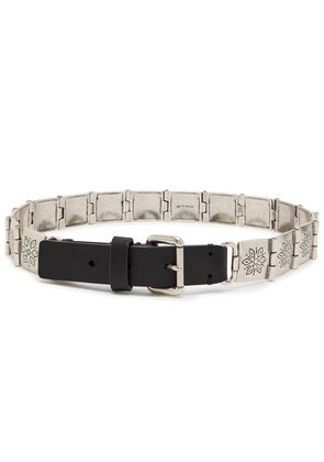 Etro Engraved-link Leather Belt - Silver - S (UK8-10 / S)