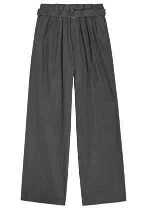 Dries Van Noten Preach Wide-leg Cotton Trousers - Dark Grey - 50 (W34 / L)