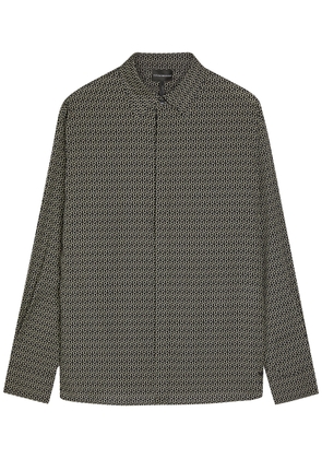 Emporio Armani Geometric-print Lyocell-blend Shirt - Black - XL