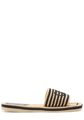 Chloe Chloé Sand Striped Woven Sliders - Black - 38 (IT38 / UK5)