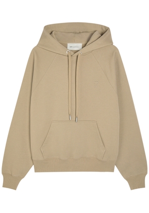 Ami Paris Logo-embroidered Hooded Cotton Sweatshirt - Beige - L