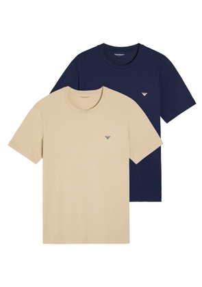 Emporio Armani Logo Crew-neck Stretch-cotton T-shirt - set of two - Blue - M