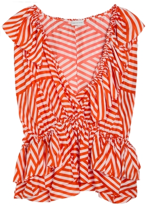 Dries Van Noten Cally Striped Silk top - Red - 34 (UK6 / XS)