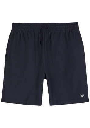 Emporio Armani Logo-embroidered Piqué Cotton Shorts - Navy - L