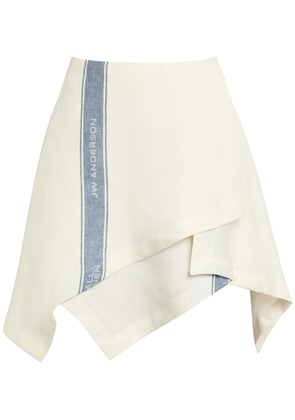 JW Anderson Asymmetric Stripe-jacquard Linen Mini Skirt - Off White - 8 (UK8 / S)
