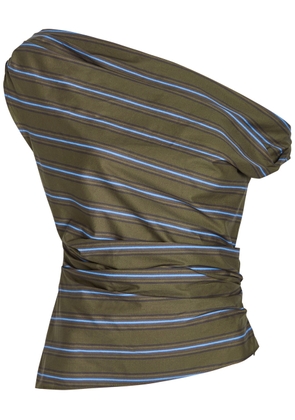 Staud Phare Striped Asymmetric Stretch-cotton top - Grey - 6 (UK10 / S)