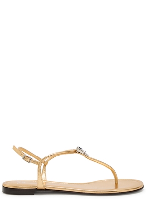 Giuseppe Zanotti Hobby 10 Crystal-embellished Leather Sandals - Gold - 39 (IT39 / UK6)