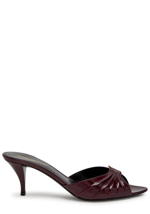 Saint Laurent Babylone 60 Pleated Patent Leather Mules - Burgundy - 41 (IT41 / UK8)