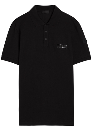 Moncler Logo-print Cotton Polo Shirt - Black - XS