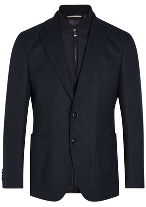 Boss Textured Layered Cotton-blend Blazer - Navy - 54 (UK44 / Xxl)