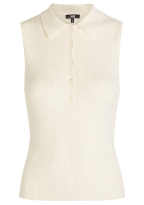Paige Vest Ribbed Cotton-blend Polo top - White - L (UK14 / L)