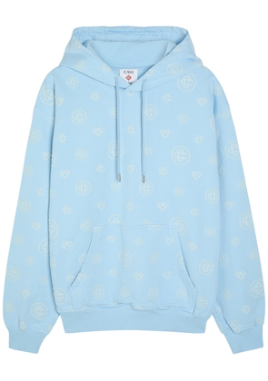 Casablanca Monogram Hooded Cotton Sweatshirt - Light Blue - XL