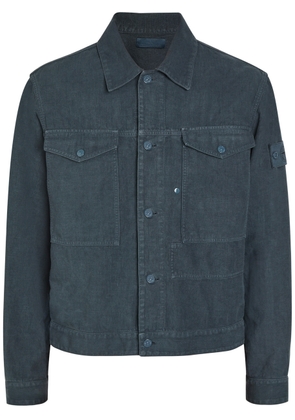 Stone Island Ghost Logo Linen-blend Overshirt - Blue - L