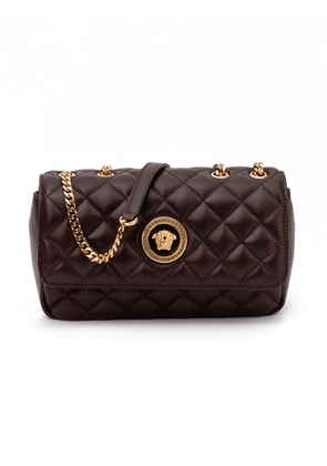 Versace Brown Quilted Leather Shoulder Strap Bag