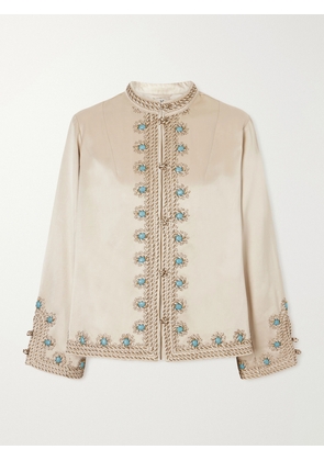 BODE - Silk Embroidered Beaded-embellished Jacket - Cream - x small,small,medium,large