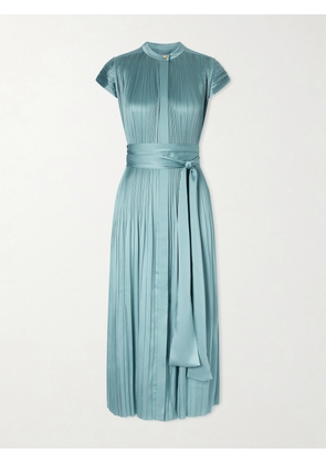 Joseph - Phare Belted Plissé Satin Midi Dress - Blue - FR 34,FR 36,FR 38,FR 40,FR 42,FR 44