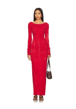 COTTON CITIZEN Marbella Long Sleeve Maxi Dress in Red. Size M. Also in S.
